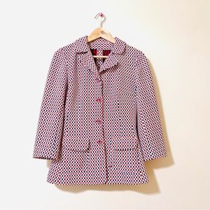Vintage 70s Blazer Suit Jacket Polka Dot Red White Blue Petite Small